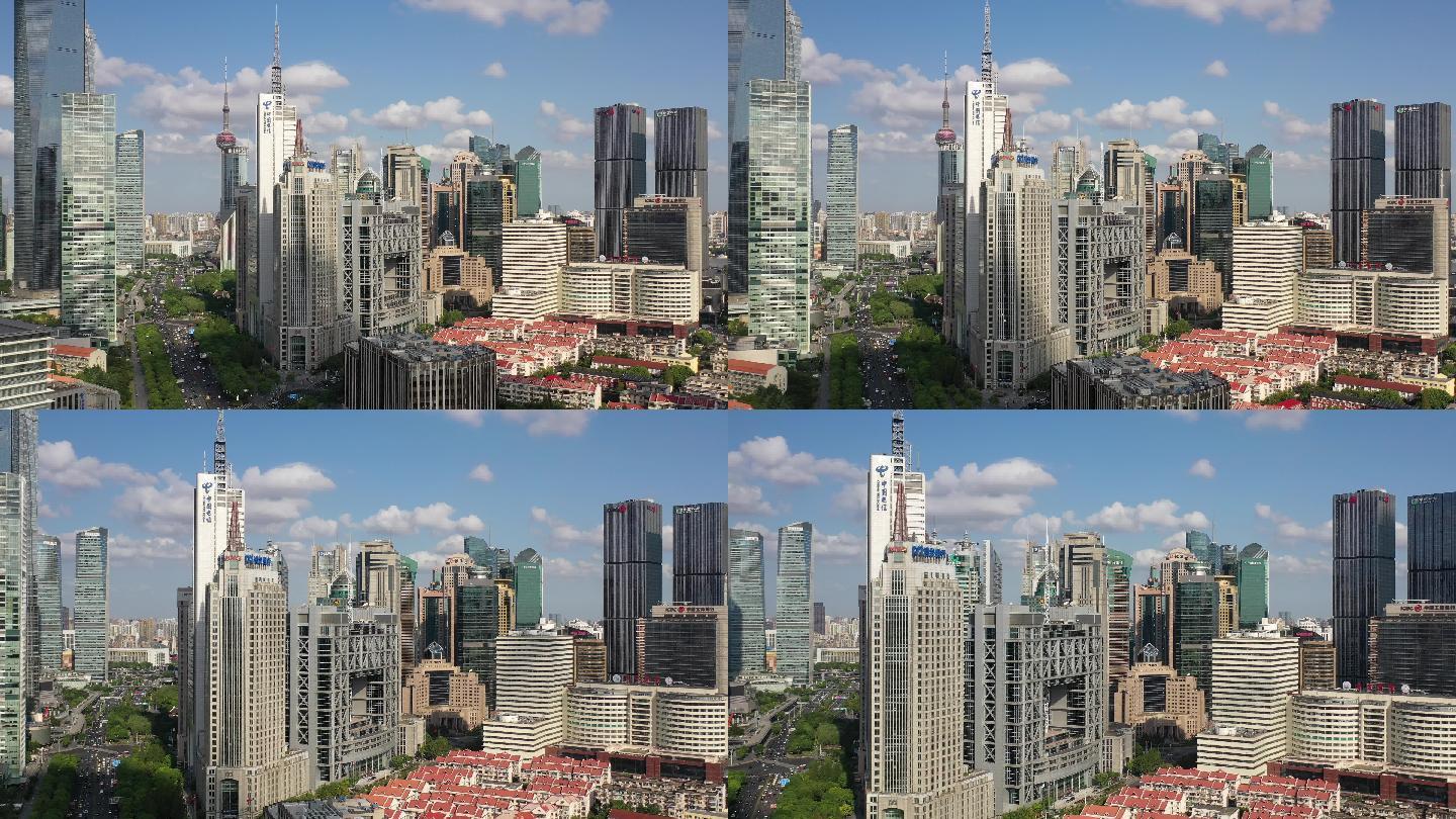 4K原素材-航拍上海证券大厦及城市全景