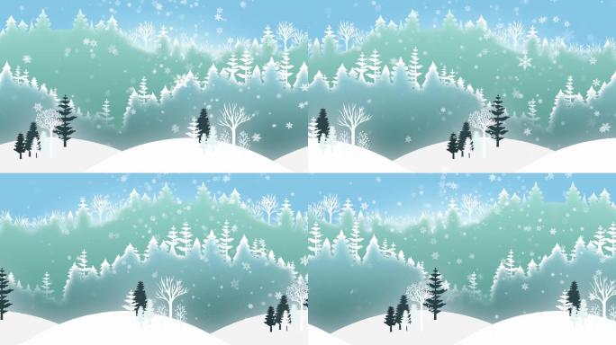 卡通雪景背景循环