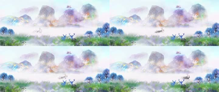 水彩唯美背景 3000x1260 高清视频素材下载 编号 舞台背景 Vj师网www Vjshi Com
