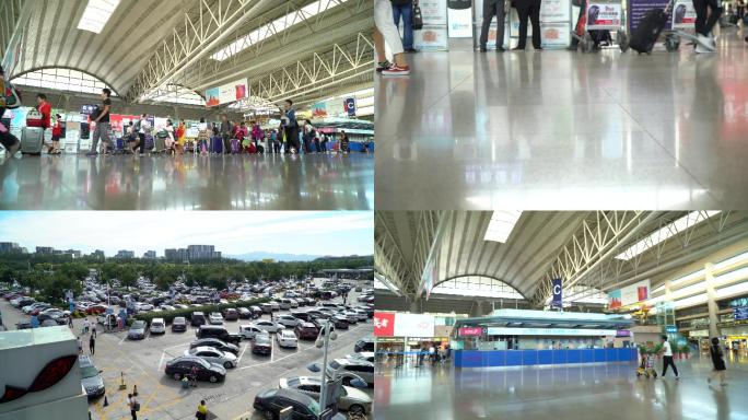4K机场人流人群延时-青岛机场-流亭机场