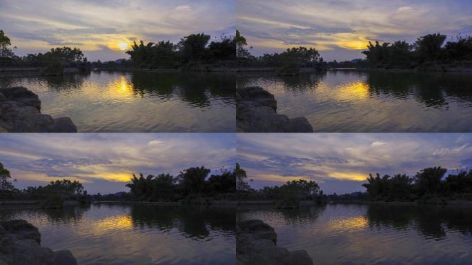 河流风景夕阳西下