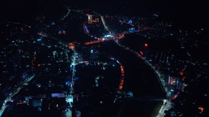 安徽省安庆市岳西县航拍城市夜景