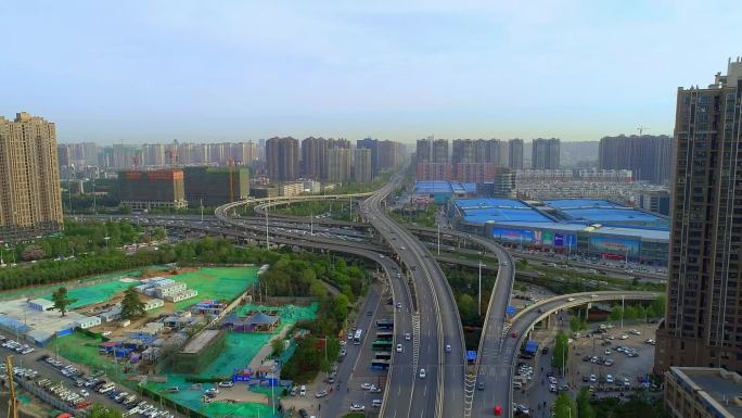 郑州二七区立交桥城市航拍