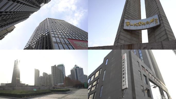 4K视频唐山城市现代纪念碑雕