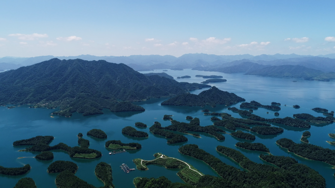 航拍淳安千岛湖绿水青山