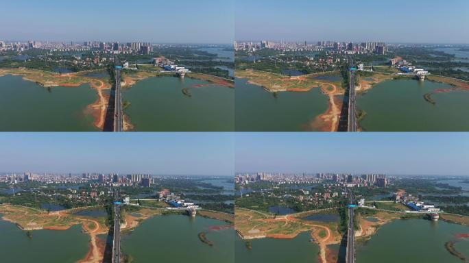 4K航拍沅江城市全景视频