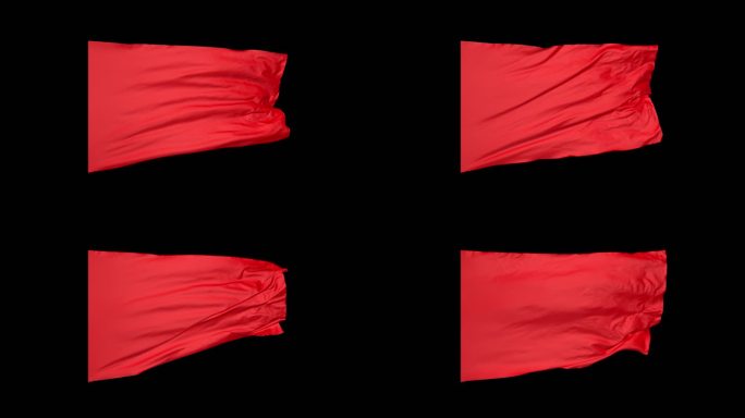 4K红旗旗帜红色丝绸绸布绸缎红布飘动
