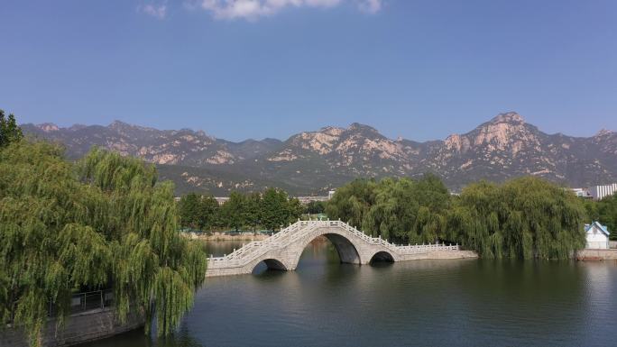 4K-log原素材-太平湖公园泰山背景