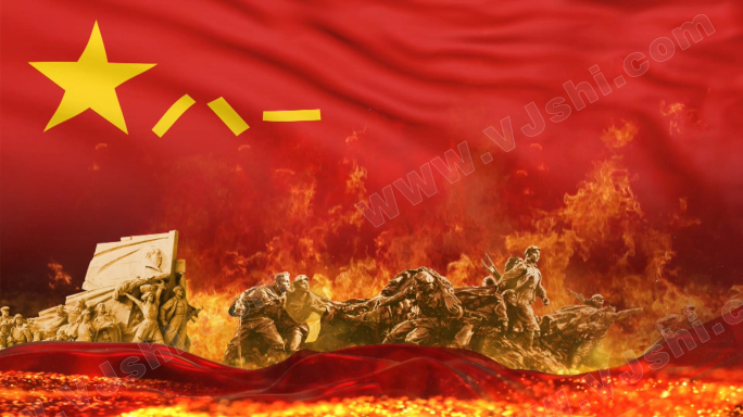 新中国抗战八一军旗背景（无缝循环）