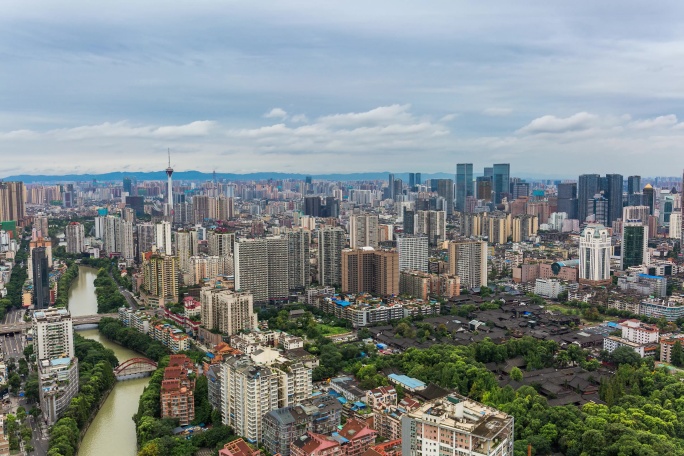 成都文殊院城市阴天白云延时