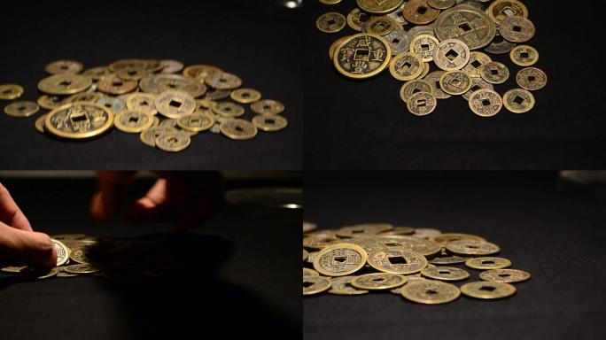 明清时期铜钱高清拍摄素材