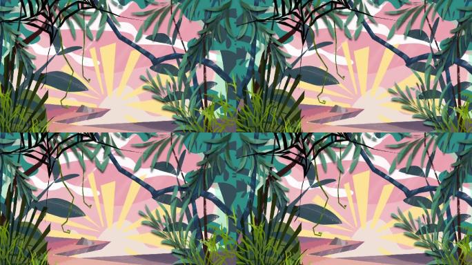［原创］粉色植物森林童话世界无缝循环视频