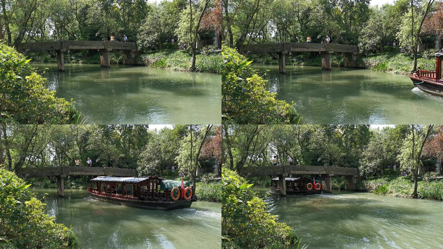 4K江南风景-小船穿过小桥