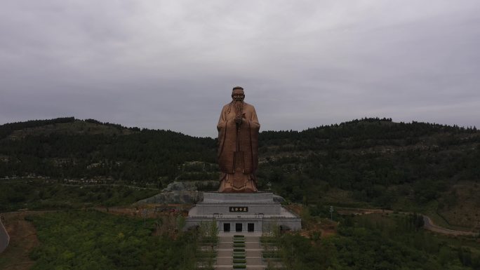 4K-原素材-尼山圣镜孔子像航拍