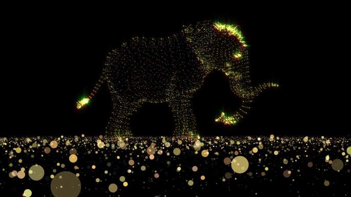 粒子光斑地面大象玩耍