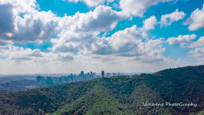 临平山东来阁流云航拍延时摄影素材