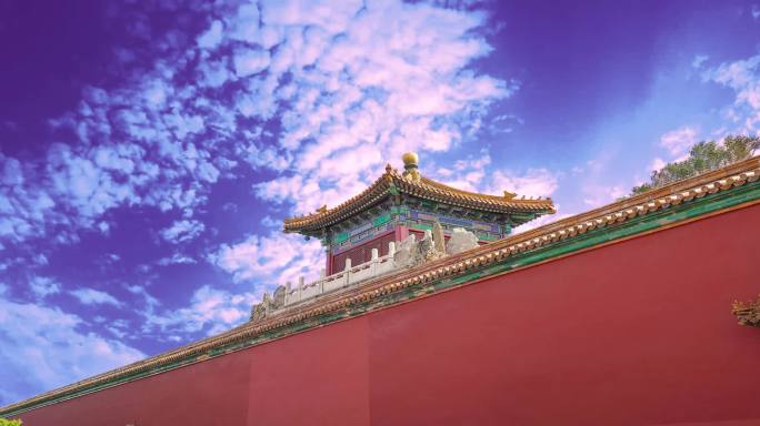 北京古建筑宫墙红墙一角视频素材