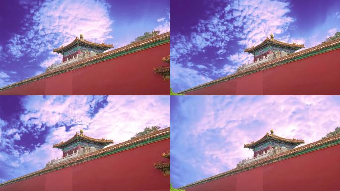 北京古建筑宫墙红墙一角视频素材