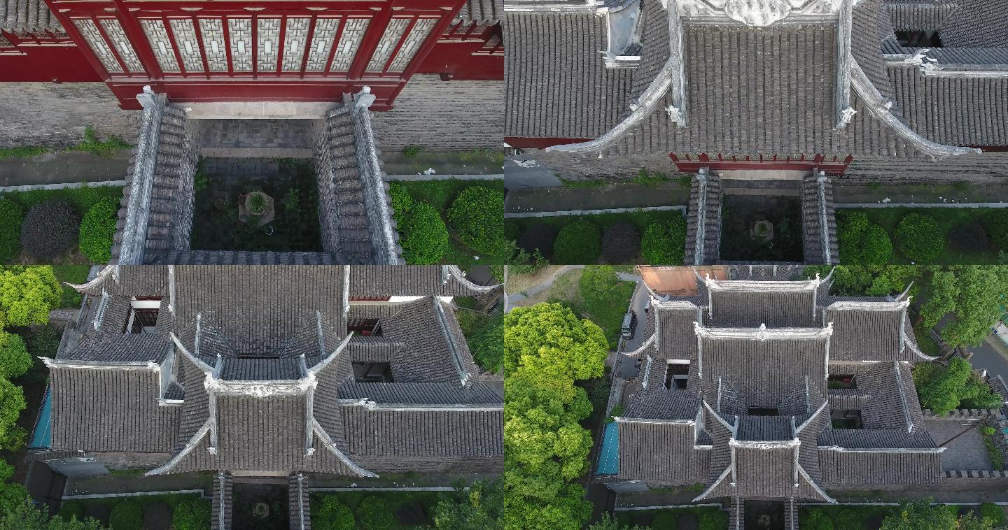 4K原素材-航拍上海古城墙、大境阁
