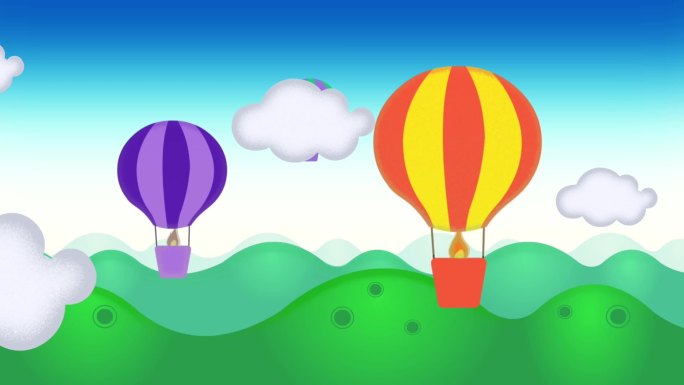 气球飞翔卡通背景循环
