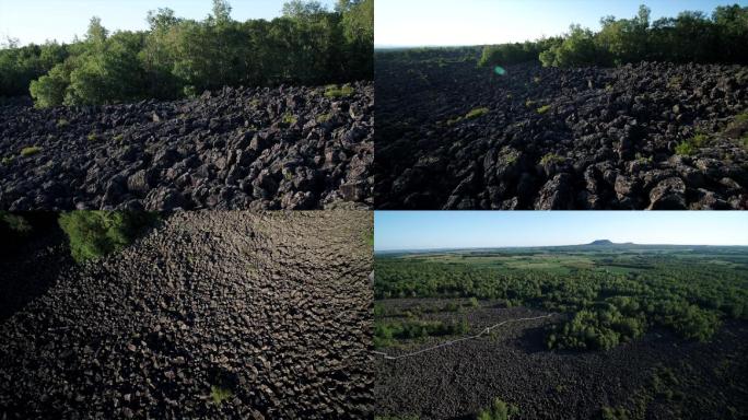 航拍五大连池火山石