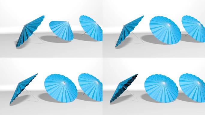 油纸伞cg工程带开伞动画逻辑清晰绑定