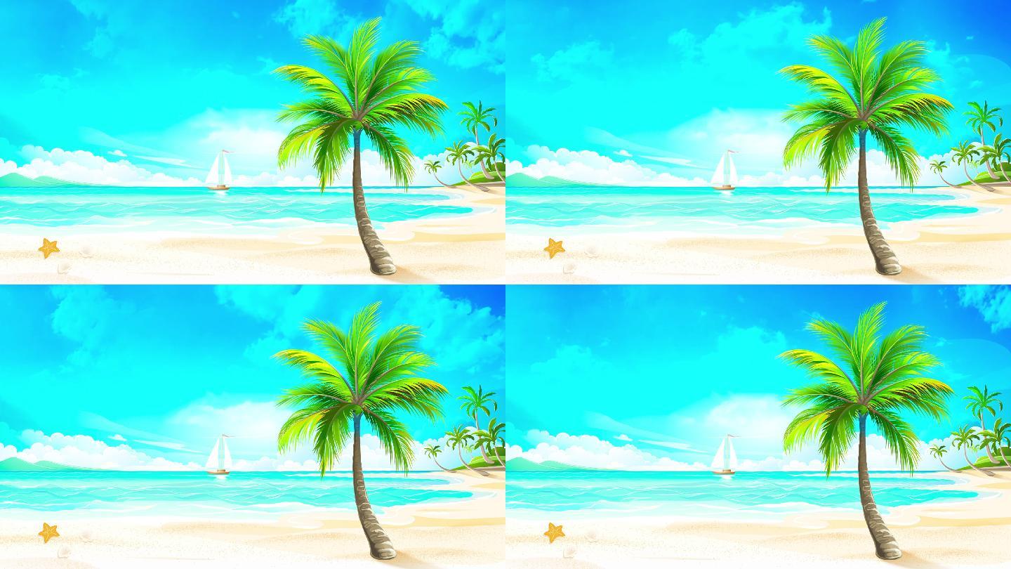阳光海滩卡通背景