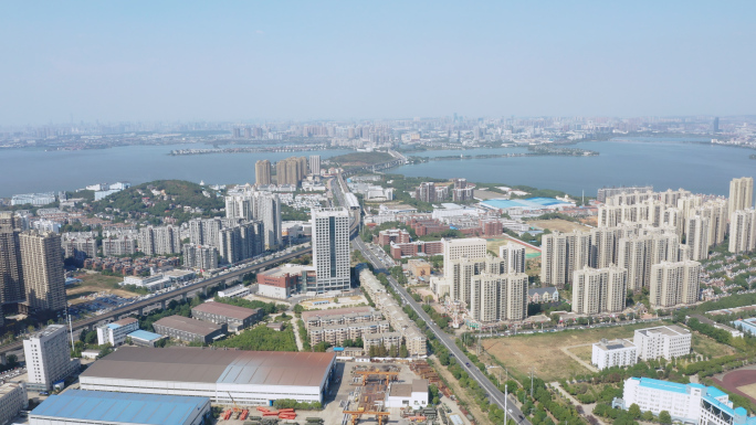 4k-汤逊湖江夏区庙山全景航拍