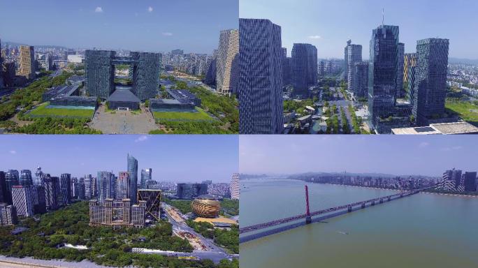 4K航拍钱江新城-杭州航拍-杭州滨江区