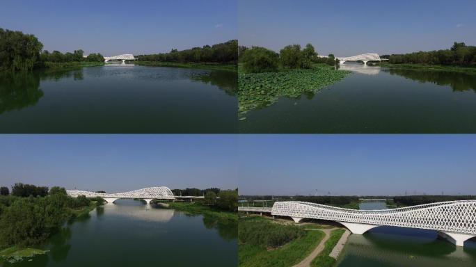 航拍4K北京市昌平区未来科技城大桥