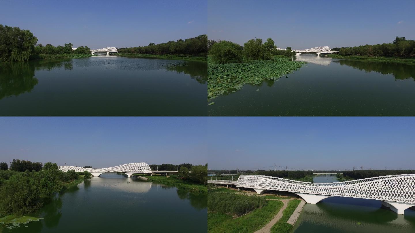 航拍4K北京市昌平区未来科技城大桥