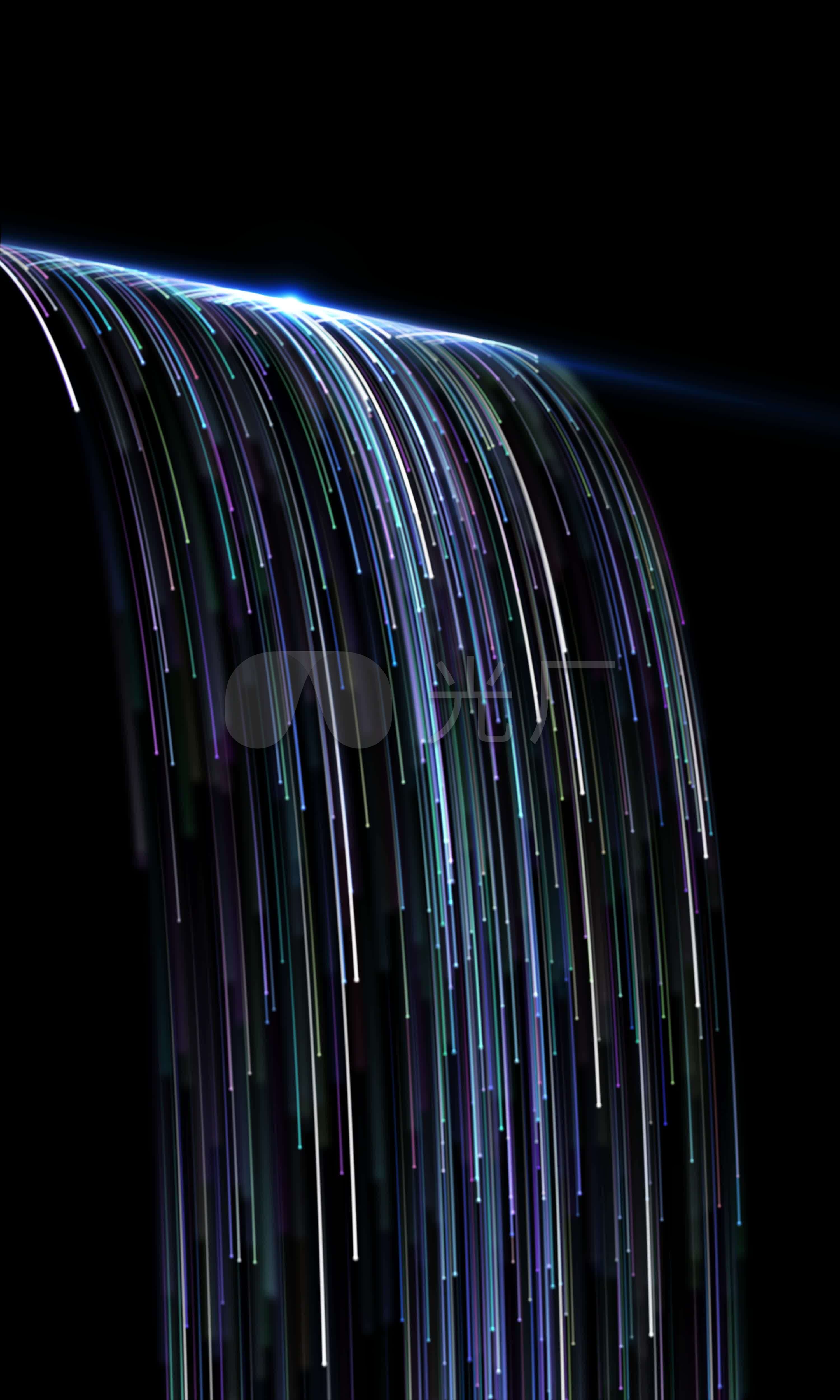 (原创5k)粒子瀑布流水侧屏舞台背景