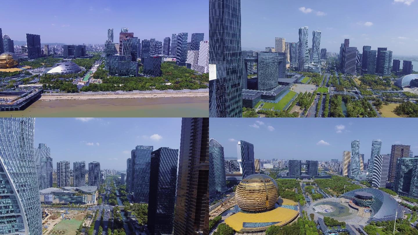 4K航拍钱江新城-杭州航拍-航拍城市高楼