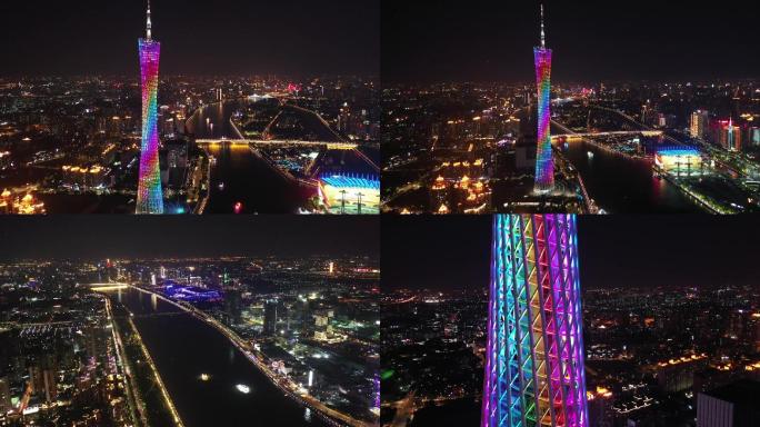 广州新中轴线城市夜空镜头