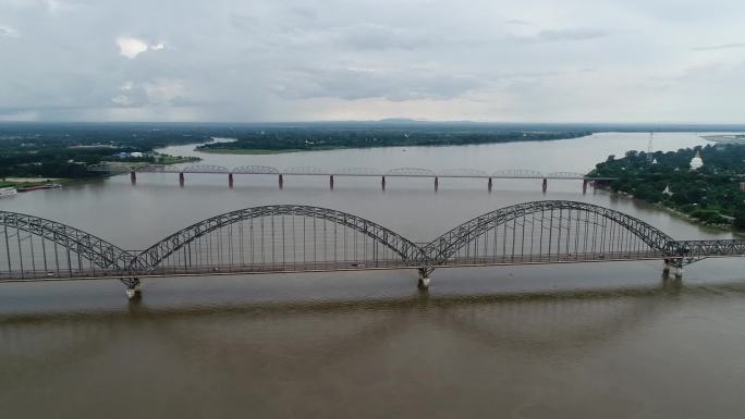 缅甸曼德勒城市空镜头2风景人文桥