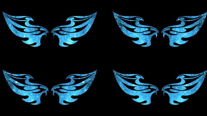 4K蓝色粒子翅膀（透明通道）