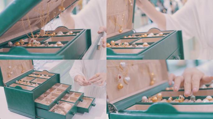 首饰盒珠宝盒珍珠项链打扮戒指钻石