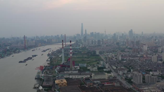 4K原素材-航拍上海杨树浦电厂