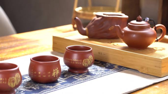 茶文化茶壶沏茶实拍素材