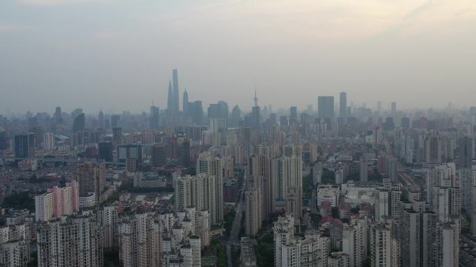 4K原素材-航拍上海杨浦区城市全景