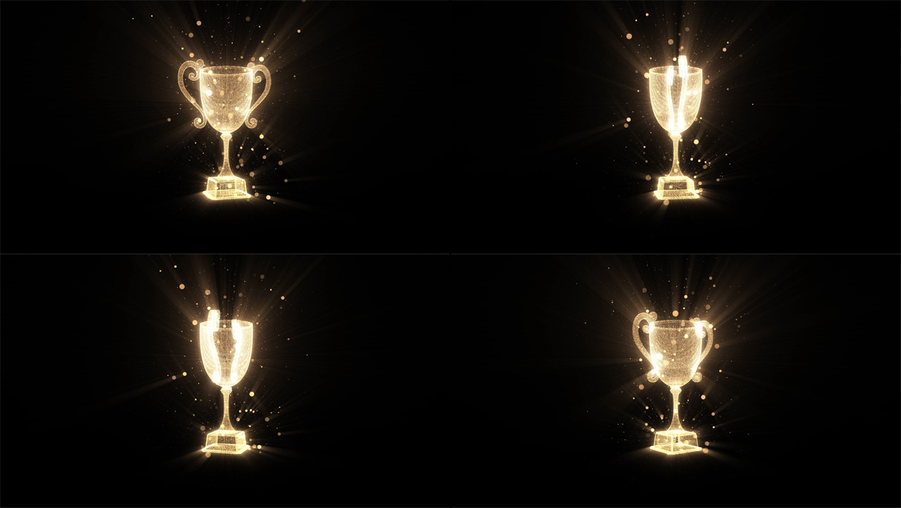 金色3D粒子奖杯循环视频素材