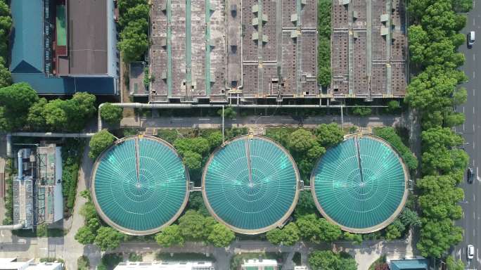 4K原素材-航拍上海天山污水处理厂