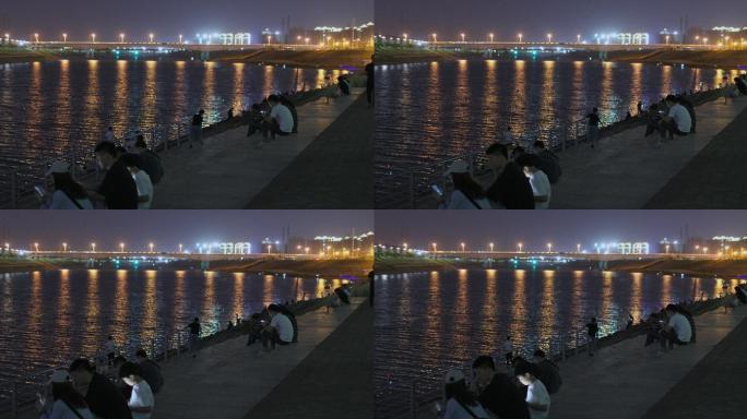 夏天夜晚河边乘凉04