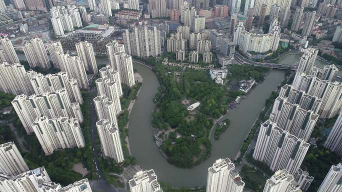 4K原素材-航拍上海梦清园环保主题公园