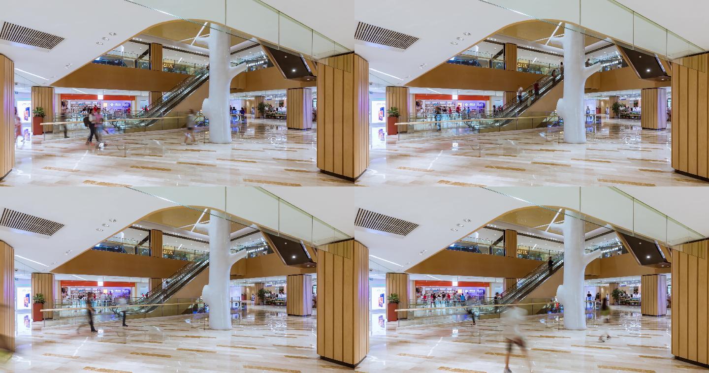 购物中心电梯人流延时摄影4K素材