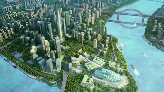 三维重庆城市规划建筑动画A