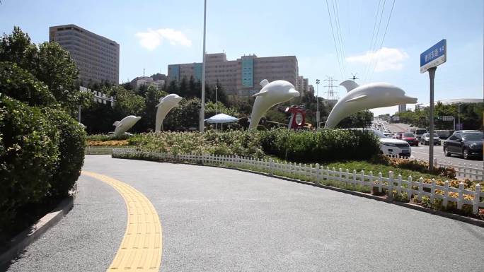 青岛海尔路海豚雕塑1080P