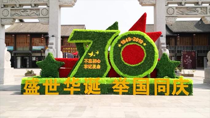 4K庆祝建国70周年植物造型