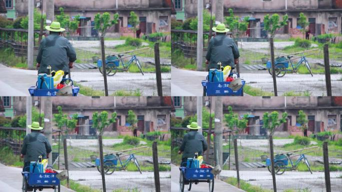 农村农民骑三轮车视频素材