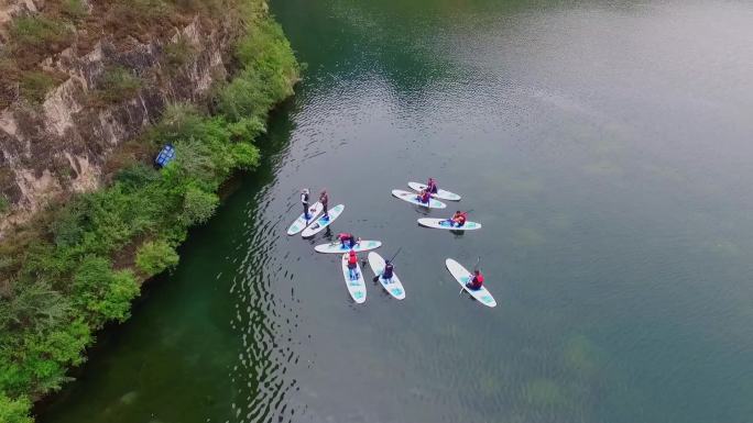 百里峡桨板航拍水上运动